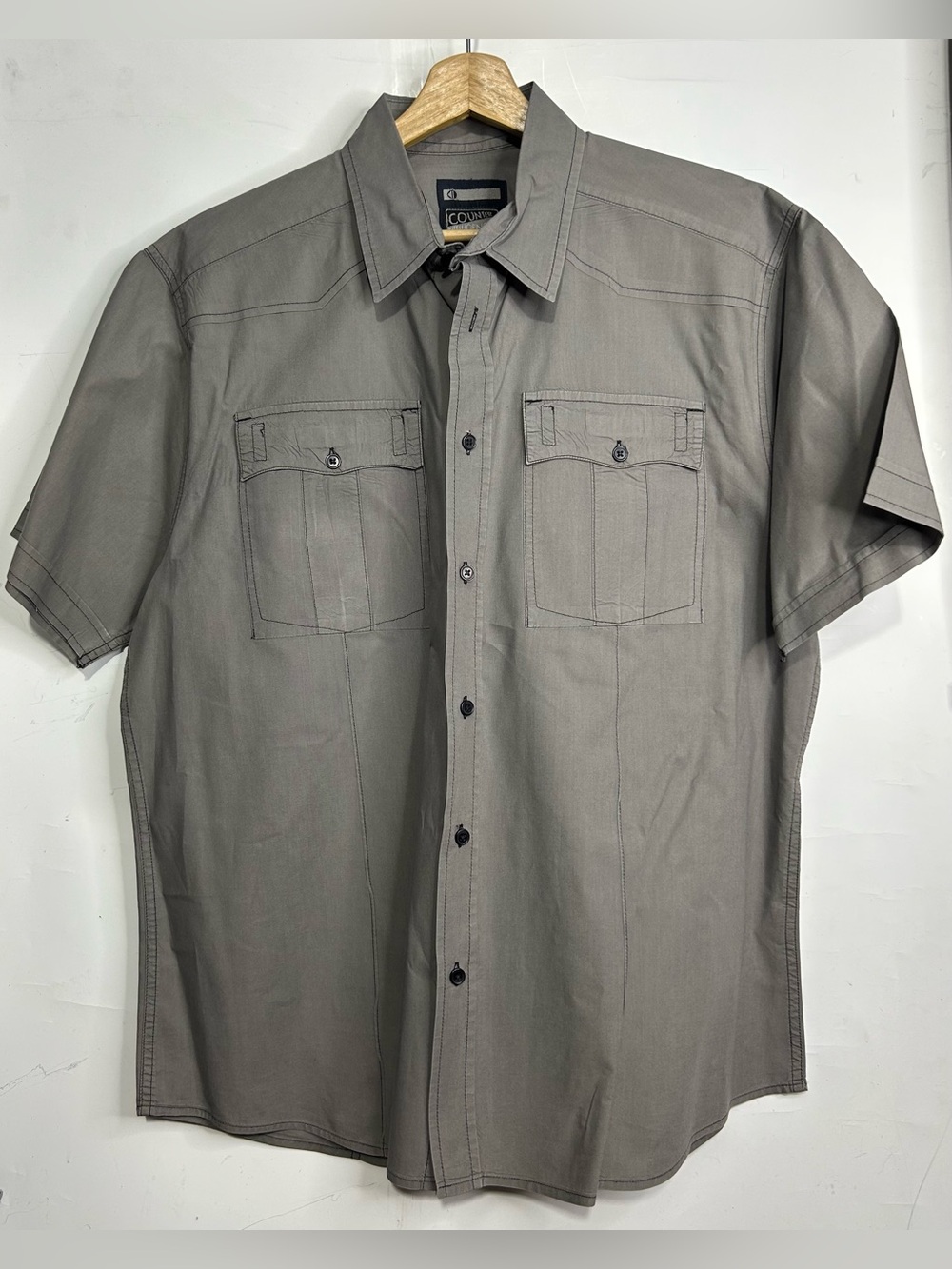 5 for $25🔥Counter Intelligence Grey Button Front Shirt XL
